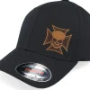Flexfit-Born To Ride Maltese Cross Skull Brown Patch Black Flexfit -