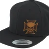 Snapback-Born To Ride Maltese Cross Skull Brown Patch Black Snapback -