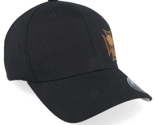 Flexfit-Born To Ride Maltese Cross Skull Brown Patch Black Flexfit -