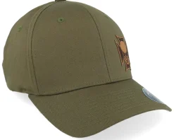 Flexfit-Born To Ride Maltese Cross Skull Brown Patch Olive Flexfit -
