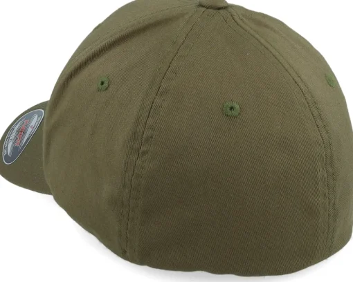 Flexfit-Born To Ride Maltese Cross Skull Brown Patch Olive Flexfit -