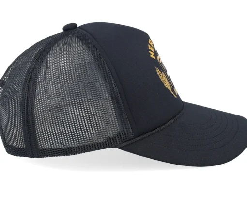 Trucker-Herschel Marina Mesh Silo Cap Black/Golden Yellow A-Frame Trucker -