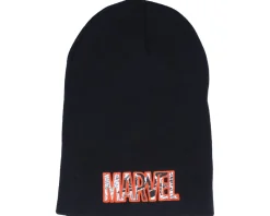 Long Beanies-Difuzed Marvel Core Logo Slouchy Black Long Beanie -