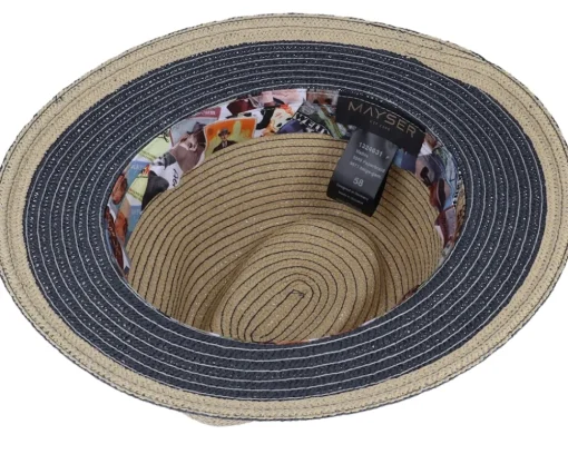 Sale Mayser Mathis Paperbr Beige/navy Straw Hat -