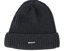Cuff Beanies-Stetson Merino Wool Black Beanie -