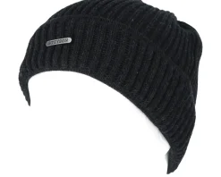 Cuff Beanies-Stetson Merino Wool Black Beanie -