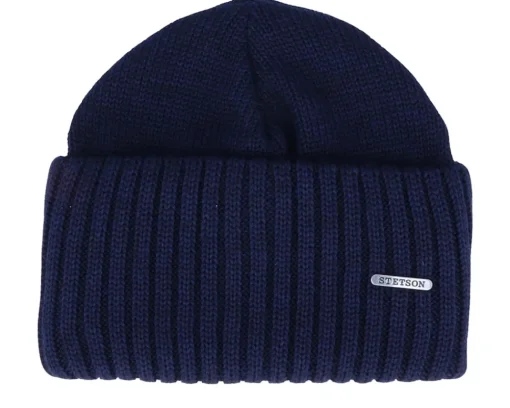Cuff Beanies-Stetson Merino Wool Dark Blue Cuff -
