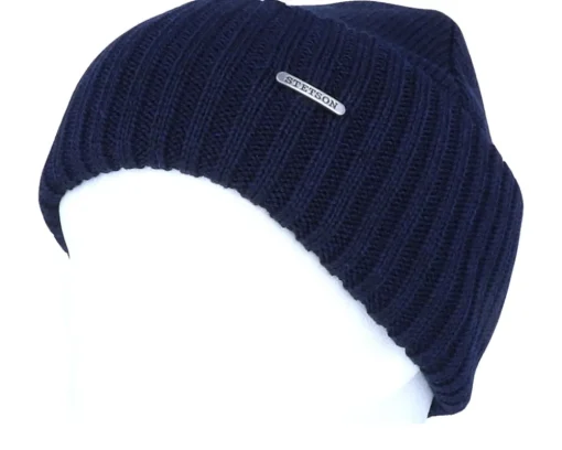 Cuff Beanies-Stetson Merino Wool Dark Blue Cuff -