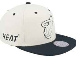 Snapback-Mitchell & Ness Miami Heat Evergreen Cream Black Hwc Off White/Black Snapback - Beige