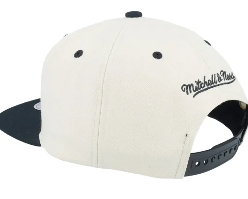 Snapback-Mitchell & Ness Miami Heat Evergreen Cream Black Hwc Off White/Black Snapback - Beige