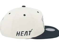Snapback-Mitchell & Ness Miami Heat Evergreen Cream Black Hwc Off White/Black Snapback - Beige