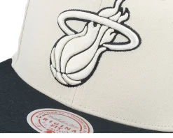 Snapback-Mitchell & Ness Miami Heat Evergreen Cream Black Hwc Off White/Black Snapback - Beige
