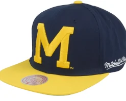 Snapback-Mitchell & Ness Michigan Wolverines Back In Action Blue/Yellow Snapback -