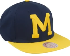 Snapback-Mitchell & Ness Michigan Wolverines Back In Action Blue/Yellow Snapback -