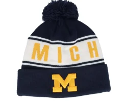 Pom Beanies-Top of the World Michigan Wolverines Michigan Wolverines Cuffed Navy Pom - Blue