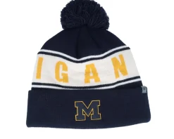 Pom Beanies-Top of the World Michigan Wolverines Michigan Wolverines Cuffed Navy Pom - Blue