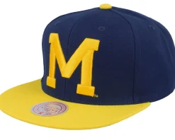 Snapback-Mitchell & Ness Michigan Wolverines Team 2 Tone 2.0 Navy/Yellow Snapback -