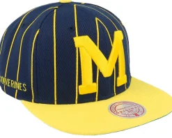 Snapback-Mitchell & Ness Michigan Wolverines Team Pin Navy/Yellow Snapback - Blue