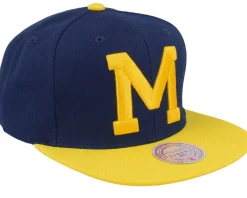 Snapback-Mitchell & Ness Michigan Wolverines Team 2 Tone 2.0 Navy/Yellow Snapback -
