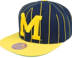 Snapback-Mitchell & Ness Michigan Wolverines Team Pin Navy/Yellow Snapback - Blue