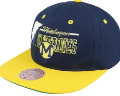 Snapback-Mitchell & Ness Michigan Wolverines Varsity Letter /Yellow Snapback - Blue