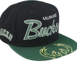 Snapback-Mitchell & Ness Milwaukee Bucks Big Mouth Black/Dark Green Snapback -