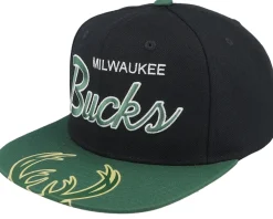 Snapback-Mitchell & Ness Milwaukee Bucks Big Mouth Black/Dark Green Snapback -