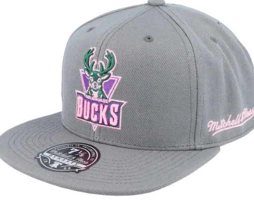 Fitted-Mitchell & Ness Milwaukee Bucks From Dusk Dark Fitted - Grey