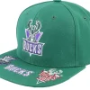 Snapback-Mitchell & Ness Milwaukee Bucks Front Face Green Snapback -
