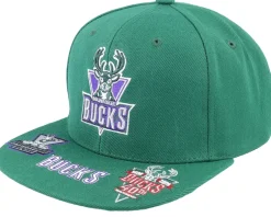 Snapback-Mitchell & Ness Milwaukee Bucks Front Face Green Snapback -
