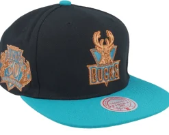 Snapback-Mitchell & Ness Milwaukee Bucks Make Cents Black/Teal Snapback -