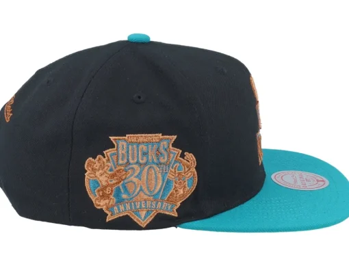 Snapback-Mitchell & Ness Milwaukee Bucks Make Cents Black/Teal Snapback -