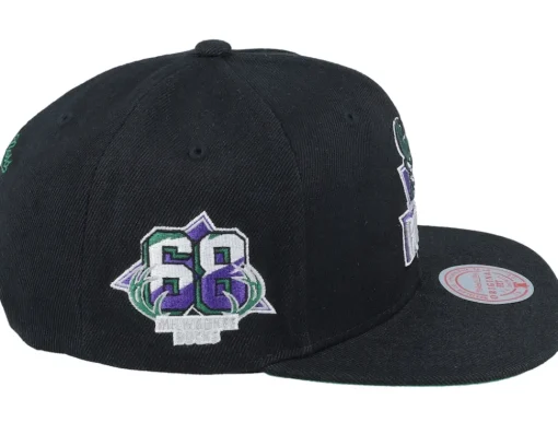 Snapback-Mitchell & Ness Milwaukee Bucks Side Jam Snapback - Black