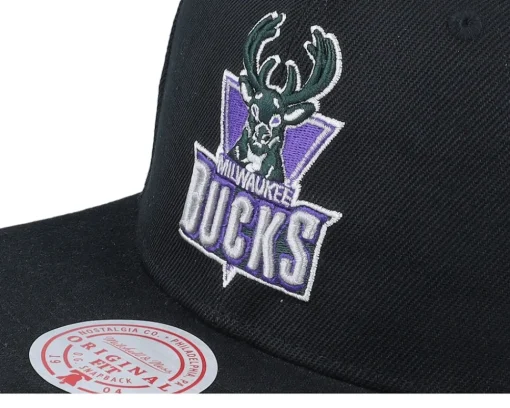 Snapback-Mitchell & Ness Milwaukee Bucks Side Jam Snapback - Black