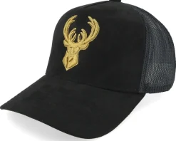 Trucker-Mitchell & Ness Milwaukee Bucks Suede Trucker - Black