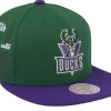Snapback-Mitchell & Ness Milwaukee Bucks Team Origins /Purple Snapback - Green