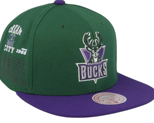 Snapback-Mitchell & Ness Milwaukee Bucks Team Origins /Purple Snapback - Green