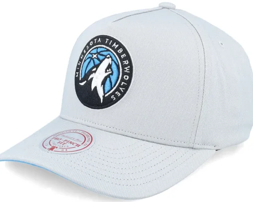 Hot Mitchell & Ness Minnesota Timberwolves Grey Blue Pro Crown Grey A-frame Adjustable -