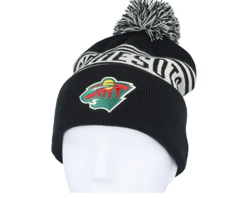 Pom Beanies-Fanatics Minnesota Wild /Natural Pom - Black