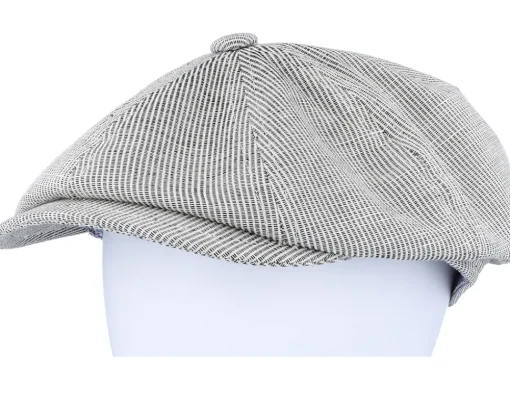 Online MJM Hats Montreal 41 Linen/Cotton Mix Grey Flat Cap -