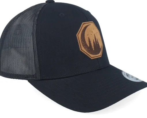 Trucker-Wild Spirit Moon & Pine Trees Black Trucker -
