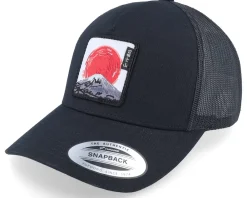 Trucker-Wild Spirit Mount Fuji Sunset Retro Black A-frame Trucker -