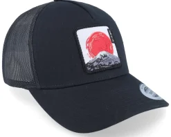 Trucker-Wild Spirit Mount Fuji Sunset Retro Black A-frame Trucker -