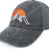 Fashion Wild Spirit Mountain & Sunrise Washed Black Dad Cap -
