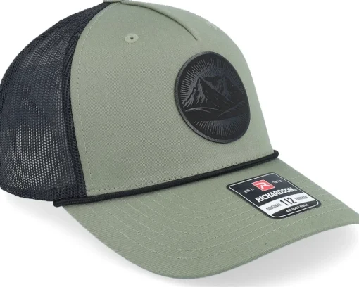 Trucker-Wild Spirit Mountain And Eagle Black Patch Loden/Black Rope A-frame Trucker -