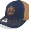 Trucker-Wild Spirit Mountain And Eagle Brown Patch Navy/Caramel Trucker -