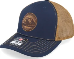 Trucker-Wild Spirit Mountain And Eagle Brown Patch Navy/Caramel Trucker -