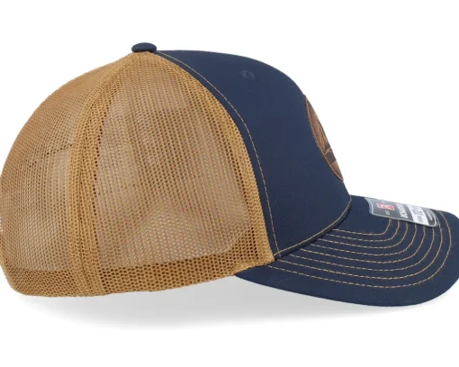 Trucker-Wild Spirit Mountain And Eagle Brown Patch Navy/Caramel Trucker -