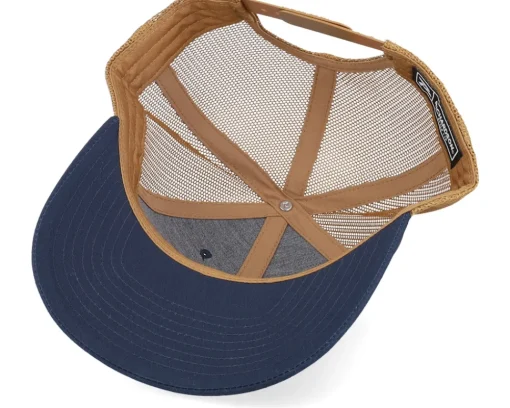 Trucker-Wild Spirit Mountain And Eagle Brown Patch Navy/Caramel Trucker -