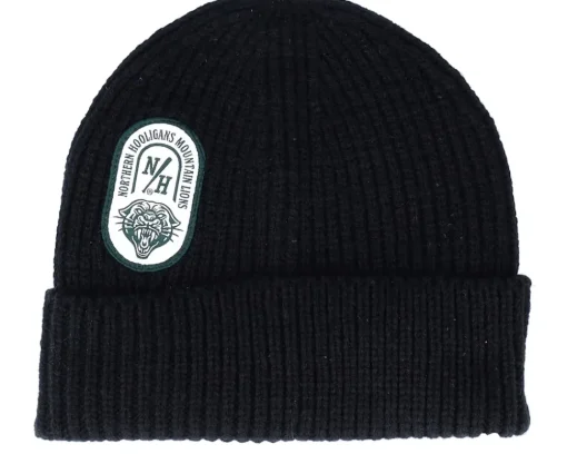 Cuff Beanies-Northern Hooligans Mountain Beanie Black Cuff -